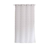ED ENJOY HOME Smarties Collection Net Curtain with Eyelets, White, 140 x 240 cm, Round Embroidered Silver Pattern, 100% Polyester, White
