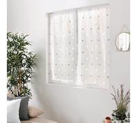ED ENJOY HOME Smarties Collection Pair of Curtain Rods, White, 60 x 160 cm, Silver Round Embroidered Pattern, 100% Polyester, White