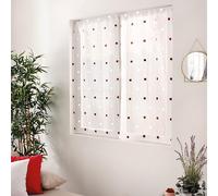 ED ENJOY HOME Smarties Collection Pair of Curtain Rods, White, 60 x 90 cm, Embroidered Round Bordeaux Pattern, 100% Polyester, White