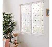 ED ENJOY HOME Smarties Collection Pair of Curtain Rods, White, 60 x 90 cm, Round Embroidered Grey/Pink Pattern, 100% Polyester, Grey