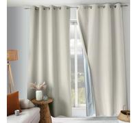 ED ENJOY HOME Thermal Blackout Curtain, Ecru, Anti-Cold and Anti Warm, 100% Blackout, Eyelet Finish, 135 x 240 cm, Satin Fabric, Technical Lining, Oxford Collection