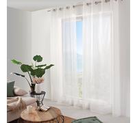 ED ENJOY HOME White Net Curtain with Metal Eyelets 100% Polyester 140 x 240 cm for Bedroom and Living Room