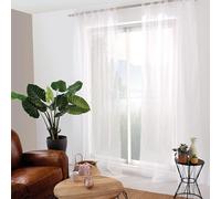 ED ENJOY HOME White Net Curtain with Tabs, 140 x 240 cm, 100% Polyester, Protects from Outdoors, for Bedroom and Living Room