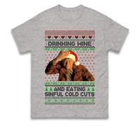 Ed Gein Drinking Wine Sinful Cold Cuts Christmas T Shirt, Funny Dark Humour Horror Parody Xmas Unisex Tee