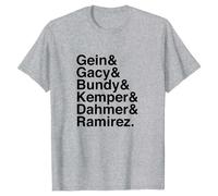 Ed Gein John Wayne Gacy Ted Bundy Edmund Kemper Jeffrey Dahmer Richard Ramirez Serial Killers T-Shirt Silver
