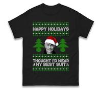 Ed Gein Thought I'd Wear My Best Suit Christmas T Shirt, Xmas Festive Tee Top, Xmas Gift Top Black