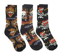 ED HARDY 3-Pairs Men's Tattoo Print Fashion Cushioned Crew Socks