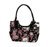 ED HARDY Black Skull Butterfly Flowers Print Tote