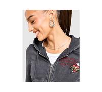 Ed Hardy Flame Tiger Crop Full Zip Hoodie - Black - Womens S