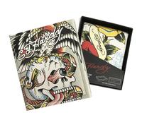 ED HARDY Gift Set Tattoo Print Bifold Wallet with Valet Tray, Multicolor, One Size, Skulls & Roses/White