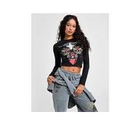 Ed Hardy Heart Cross Long Sleeve T-Shirt - Black - Womens XS