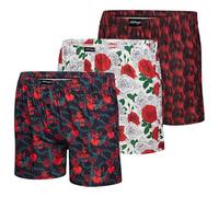 Ed Hardy Men’s 3-Pack Pockets Boxer Briefs - Comfortable Navy, Red & White, Navy With Hearts, Fire Red, White Roses, L