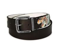 ED HARDY Men's 38mm Koi & Skull Print Graphic Twist Reversible Belt, Black/White, 32