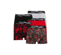 Ed Hardy Mens Athieu Five Pack Boxer Shorts Black AOP/Grey Marl/Black AOP/Black/Red XXL
