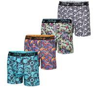 ED HARDY Mens Boxer Briefs 4 Pack, Soft Fabric Underwear, Pull On Closure, Machine Washable Comfortable Stretch Boxers, 4pk - Bikes, Dragons, Skulls & Money, XL