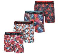 ED HARDY Men's Boxer Briefs 4 Pack, Soft Fabric Underwear, Pull-On Closure, Machine Washable Comfortable Stretch Boxers, 4pk - Floral & Skulls, L