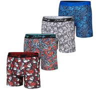 ED HARDY Mens Boxer Briefs 4 Pack, Soft Fabric Underwear, Pull On Closure, Machine Washable Comfortable Stretch Boxers, 4pk - Skulls, Roses, Monsters & Bullets, XXL