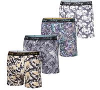 ED HARDY Mens Boxer Briefs 4 Pack, Soft Fabric Underwear, Pull On Closure, Machine Washable Comfortable Stretch Boxers, 4pk - Benjamins, Tracks, Skulls, Silhouette, L