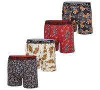 ED HARDY Mens Boxer Briefs Active Stretch Breathable Underwear, Comfortable Gym Boxer Briefs Multipack, 4pk - Skulls, Tiger, Leopard, Panther, S