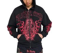 ED HARDY Men's Boxy Zip-Up Fleece Hoodie Sweatshirt