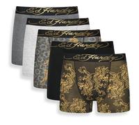 Ed Hardy Men's CARNO Boxer Shorts Multipack, Assorted, Elasticated Logo Waistband, 5 Pack, Comfortable Men's Underwear, Large