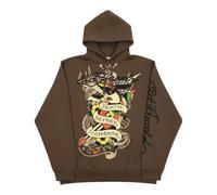 ED HARDY Men's Death Before Dishonor Mocha Hoodie EHMR1300-18