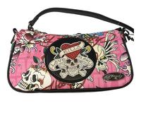 ED HARDY Pink Hand & Shoulder bag Love Kills Slowly Pink & Black Skull Bling