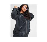 Ed Hardy Skull Boyfriend Full Zip Hoodie - Black - Womens L