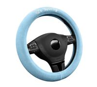 ED HARDY Steering Wheel Cover, Light Blue Soft Plush,Silver Diamond Graphic