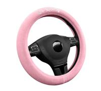 ED HARDY Steering Wheel Cover, Pink Soft Plush, Silver Diamond Graphic