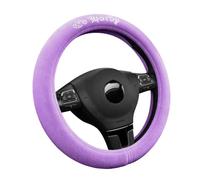 ED HARDY Steering Wheel Cover, Purple Soft Plush, Silver Diamond Graphic
