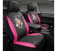 ED HARDY Tiger Print Car Seat Covers, Hot Pink Premium Leather Front Seat Covers, Universal Fit Automotive Covers for Most Cars, Trucks & SUVs, Airbag Compatible, Waterproof, Scratch Resistant