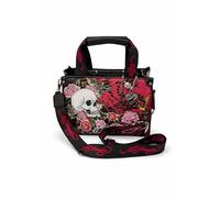 ED HARDY Women’s Tattoo Print Crossbody Bag - Floral Skull Graphic Shoulder Bag with Adjustable Strap, Crimson Rose Black, One Size, Classic