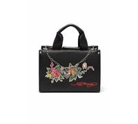 ED HARDY Women’s Tattoo Print Crossbody Bag - Floral Skull Graphic Shoulder Bag with Adjustable Strap, Midnight Rebel Rose, One Size