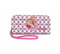 ED HARDY Women’s Zip Around Wallet Wristlet with Floral Tattoo Graphic, With Wrist Strap, Pink Skull Rebel, Luxury