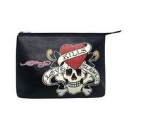 ED HARDY Women's Cosmetic Case, Black Multi, Classic