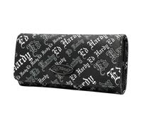 ED HARDY Women's Wallet with Multicompartment Storage EHW190, Black/White Logo, One Size, Classic