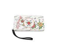 ED HARDY Women's Zip Around Wallet with Wrist Strap, White - Loves Kills Slowly, Classic