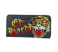 ED HARDY Wristlet Ziparound Wallet Black Rhinestones Tiger Tattoo Y2K McBling