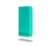 Ed Hicks Ultra-Slim Real Leather Flip Phone Case for the iPhone 15 Pro | Biodegradable Phone Holder | Magsafe - RFID Blocking Card Slot - Vintage Turquoise Blue