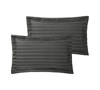 ED Luxurious 800 Thread Count Cotton Rich Satin Stripe Duvet cover with Housewife pillowcases 800 Thread Count in Various Colours & Sizes (2 x Oxford Pillowcases, Steel Grey)