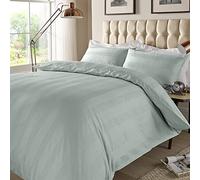ED Luxury 400 Thread Count Duvet Cover Set | 100% Egyptian Cotton Soft & Comfortable Hotel Quality Satin Multi Stripe Bedding Set (Super King, Duck Egg)