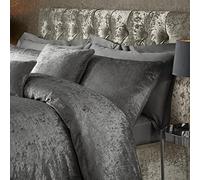ED Luxury Crushed Velvet Duvet Quilt Cover Bedding Linen Set With Housewife Pillowcases Ultra Soft Duvet Cover Set [Super King, Charcoal]