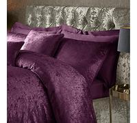 ED Luxury Crushed Velvet Duvet Quilt Cover Bedding Linen Set With Housewife Pillowcases Ultra Soft Duvet Cover Set [Super King, Plum]