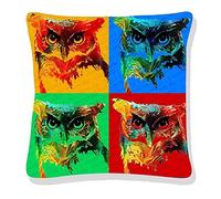 ED Pop Art Cushion Covers Digital Printed 45 x 45cm Polyester Sofa Car Bed Home Pillow Colourful Abstract Decor Dog/London/Portrait Design (Owl)