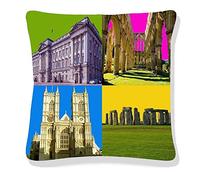 ED Pop Art Cushion Covers Digital Printed 45 x 45cm Polyester Sofa Car Bed Home Pillow Colourful Abstract Decor Dog/London/Portrait Design (Buildings)
