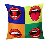 ED Pop Art Cushion Covers Digital Printed 45 x 45cm Polyester Sofa Car Bed Home Pillow Colourful Abstract Decor Dog/London/Portrait Design (Lips)