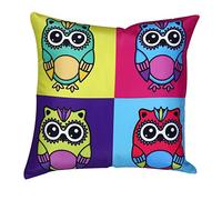 ED Pop Art Cushion Covers Digital Printed 45 x 45cm Polyester Sofa Car Bed Home Pillow Colourful Abstract Decor Dog/London/Portrait Design (Cute Owl)