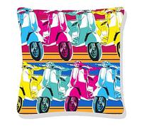 ED Pop Art Cushion Covers Digital Printed 45 x 45cm Polyester Sofa Car Bed Home Pillow Colourful Abstract Decor Dog/London/Portrait Design (Scooter)