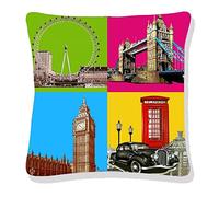 ED Pop Art Cushion Covers Digital Printed 45 x 45cm Polyester Sofa Car Bed Home Pillow Colourful Abstract Decor Dog/London/Portrait Design (London Landmarks)